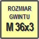 Piktogram - Rozmiar gwintu: M 36x3
